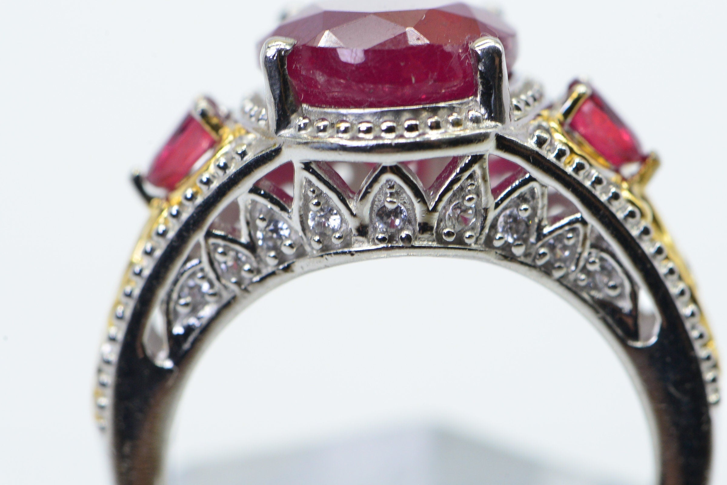 Emerald Cut Ruby Ring: 14K Gold Sterling Silver Promise Ring