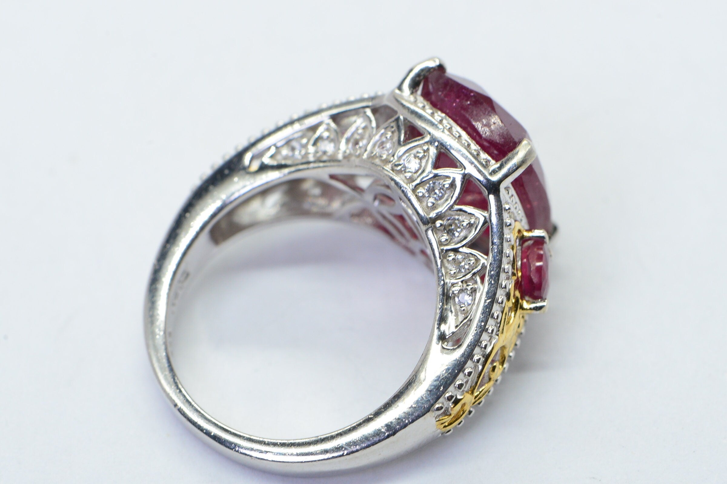 Emerald Cut Ruby Ring: 14K Gold Sterling Silver Promise Ring