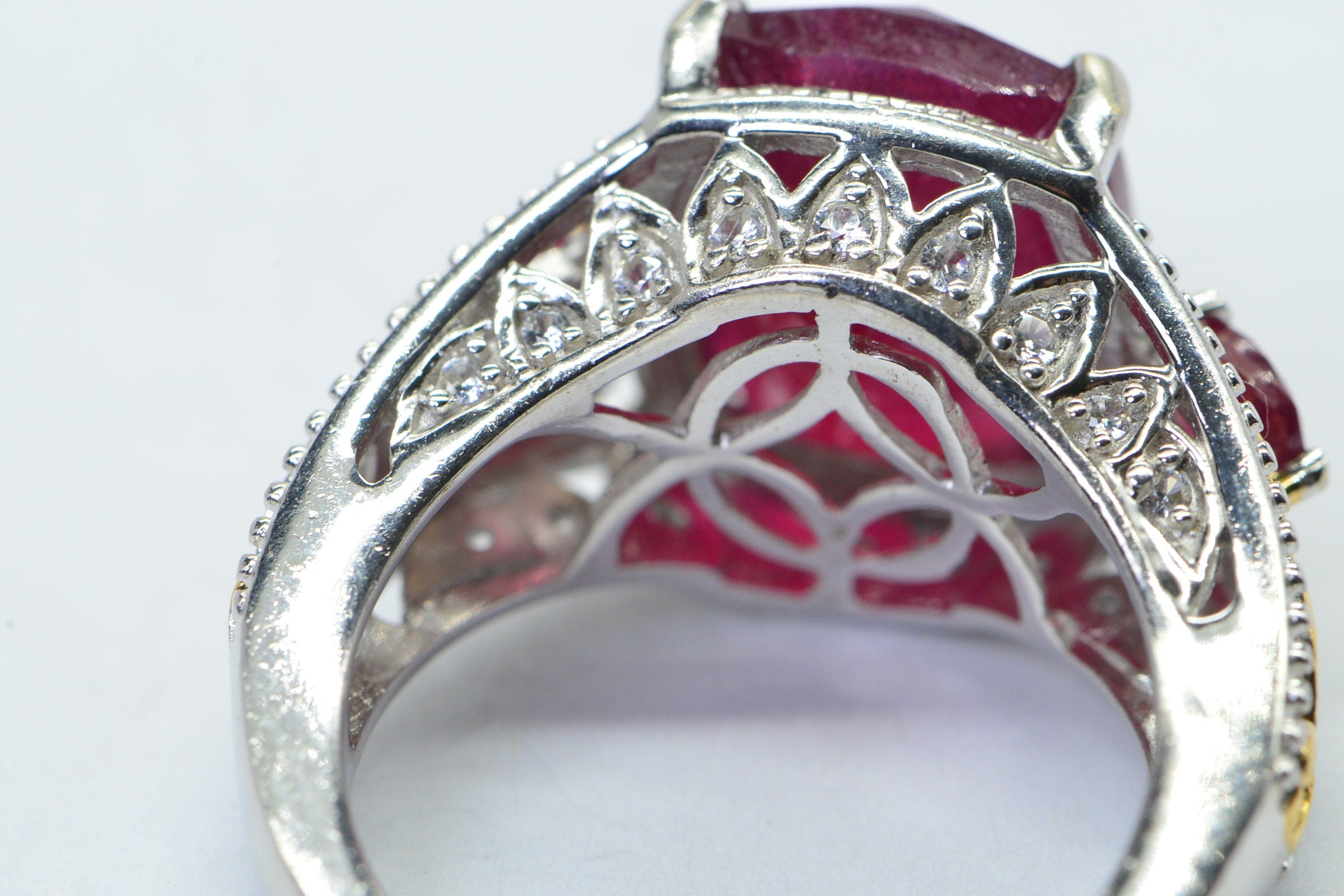 Emerald Cut Ruby Ring: 14K Gold Sterling Silver Promise Ring