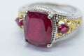Emerald Cut Ruby Ring: 14K Gold Sterling Silver Promise Ring
