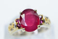 Oval Natural Ruby Ring Two Shade Metal 14K Gold Sterling Silver Promise Engagement Ring