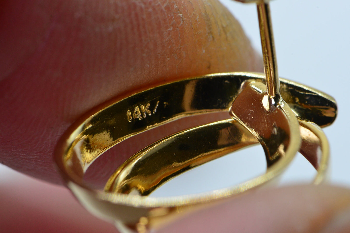 Vintage 14K Yellow Gold Omega Hoop Earrings: Chunky Stud Style