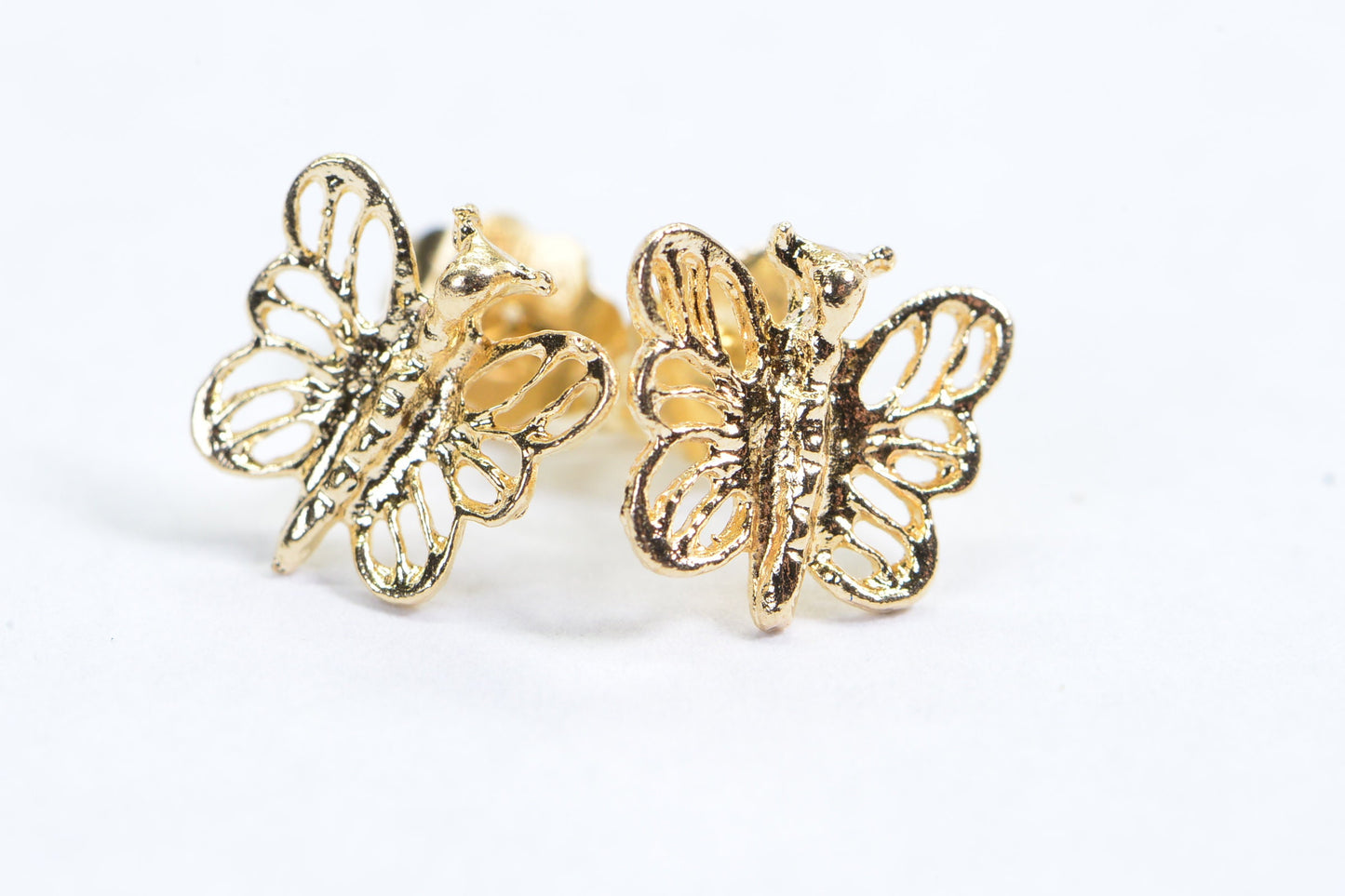 14K Yellow Gold Tiny Butterfly Stud Earrings