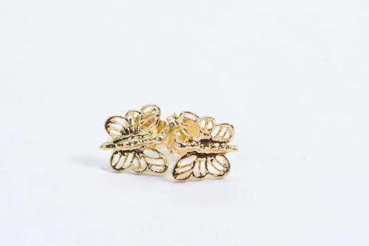 14K Yellow Gold Tiny Butterfly Stud Earrings