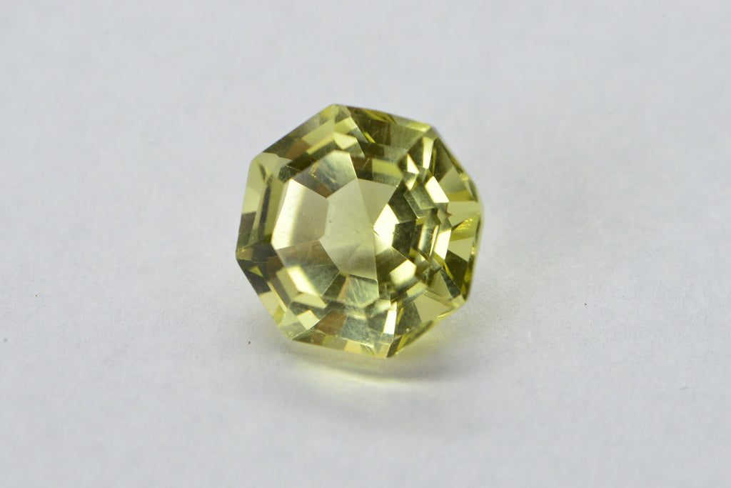 Lemon Quartz Round Hexagons Cut Gemstone Pale Yellow Quartz Point Back