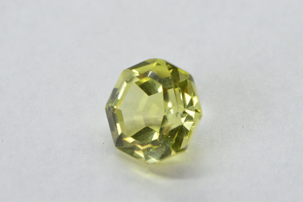 Lemon Quartz Round Hexagons Cut Gemstone Pale Yellow Quartz Point Back