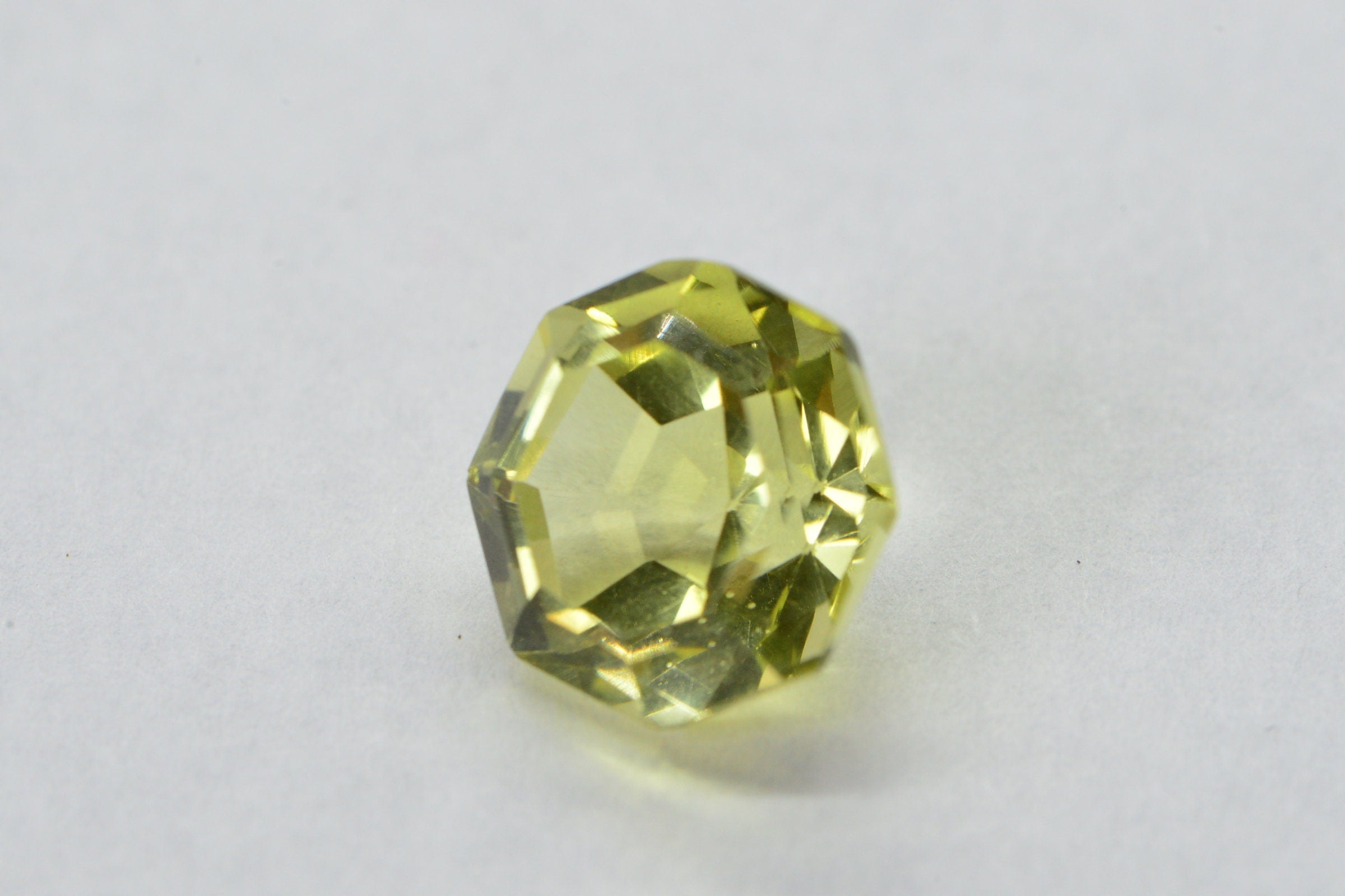 Lemon Quartz Round Hexagons Cut Gemstone Pale Yellow Quartz Point Back