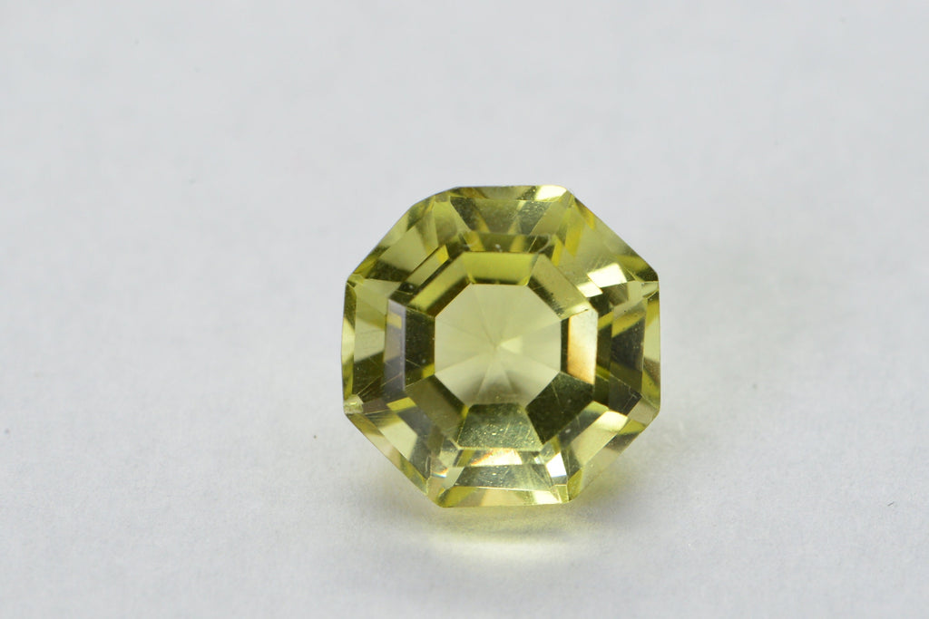 Lemon Quartz Round Hexagons Cut Gemstone Pale Yellow Quartz Point Back