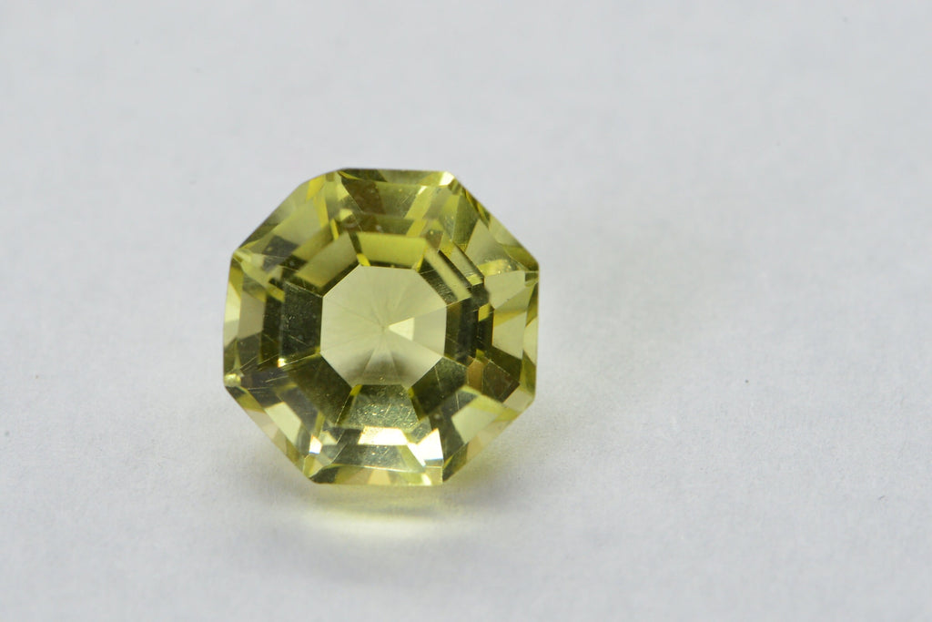 Lemon Quartz Round Hexagons Cut Gemstone Pale Yellow Quartz Point Back