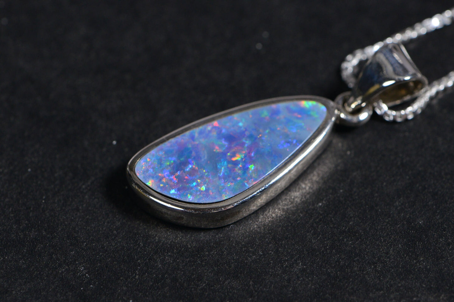 Australian Black Opal Necklace: Handmade Sterling Silver Jewelry