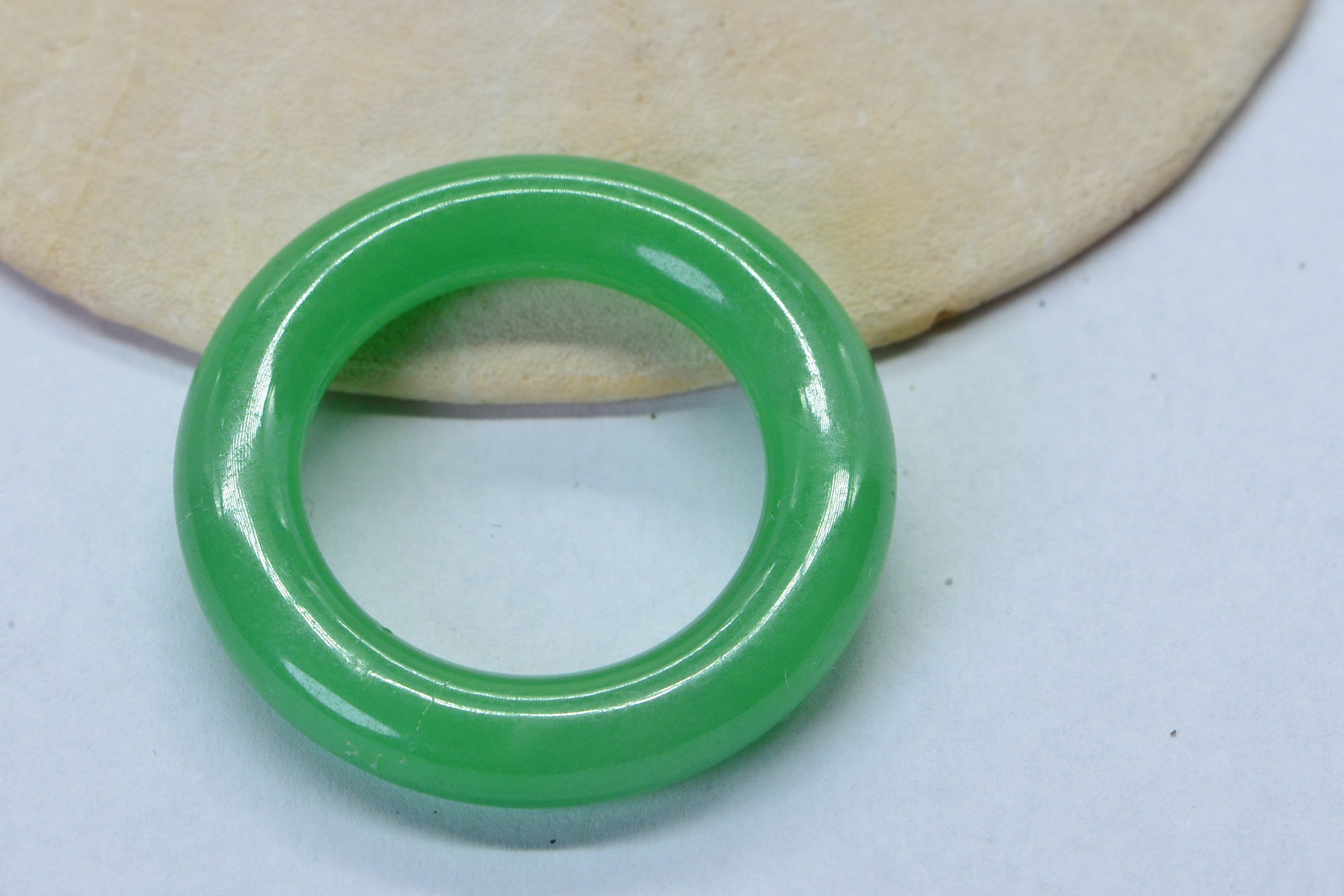 27ct Jade Ring Circle 30 mm Hand Cut Natural Gemstone