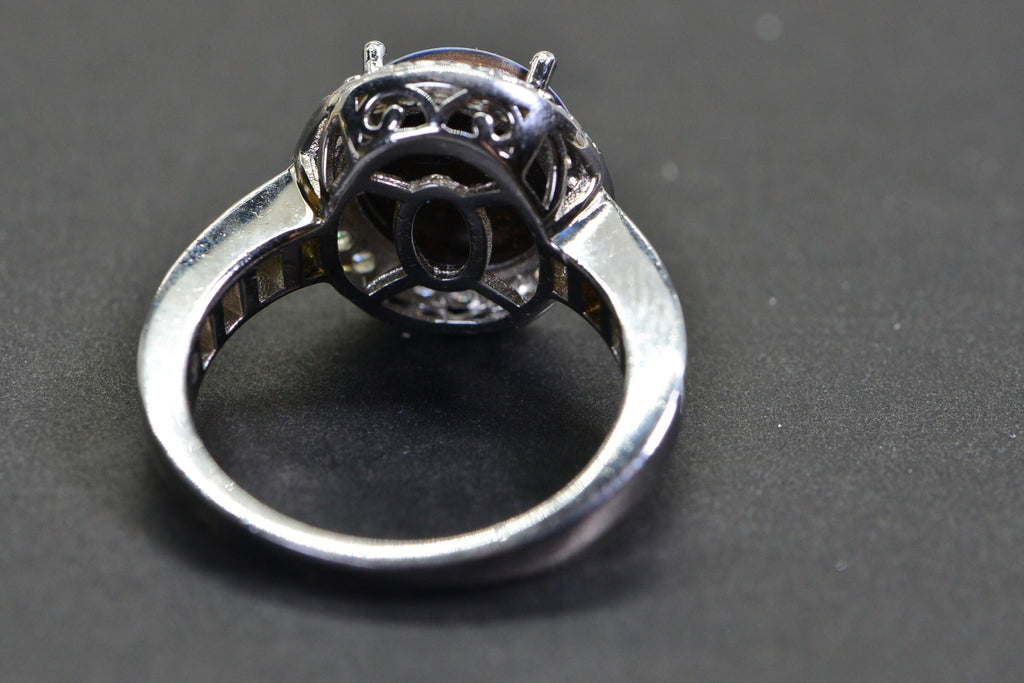 Australian Opal Ring: Sterling Silver Diamond Halo, October Birthstone