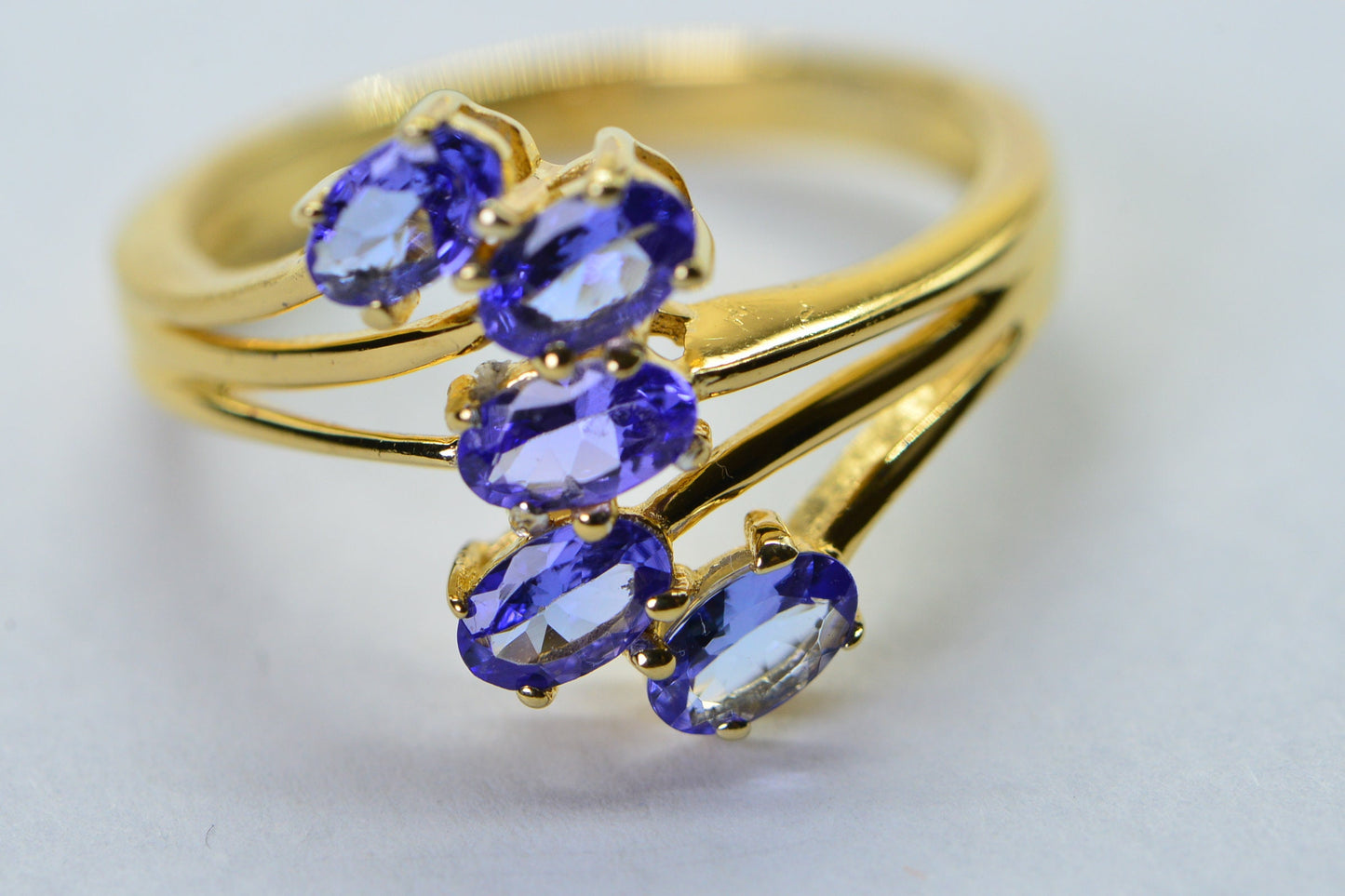 Tanzanite Cluster Ring: 24k Gold Over Sterling Silver, December Birthstone