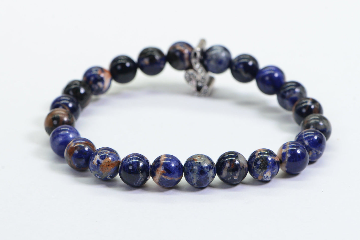 8mm Sodalite Bracelet: Genuine Blue Orange Gemstone, Yoga Gift