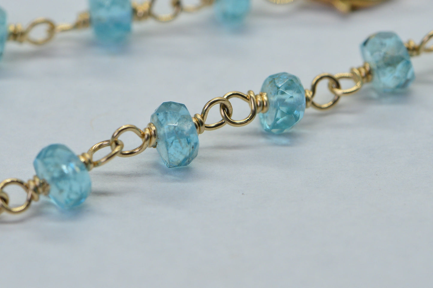 Natural Apatite Bracelet: Wire Wrapped 14K Gold Filled Chain