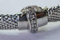 Solid Sterling Silver Flat Mesh Width 10mm Bracelet Sparkly Finished Rhodium Vintage Bracelet