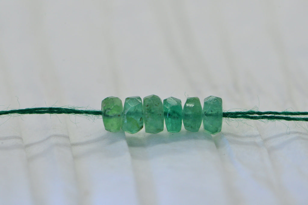 Faceted Emerald Rondelle Beads: Natural Gemstone Jewelry Making Supplies
