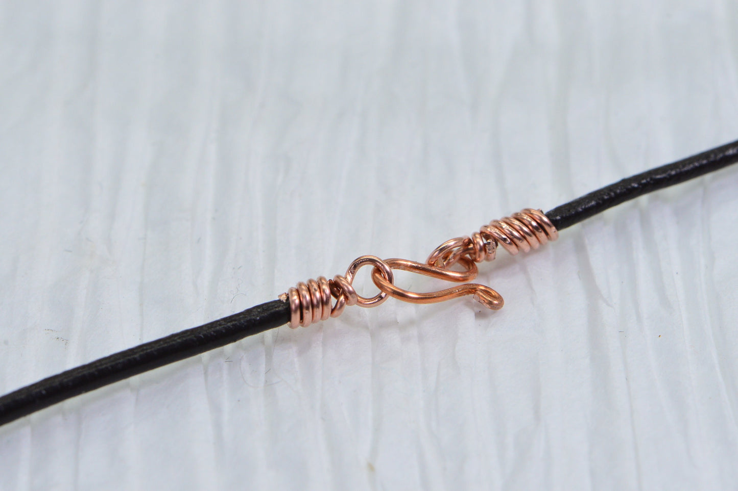 Leopard Skin Jasper Wire Wrapped Copper Pendant Leather Necklace 32inch Amulet Protection Necklace