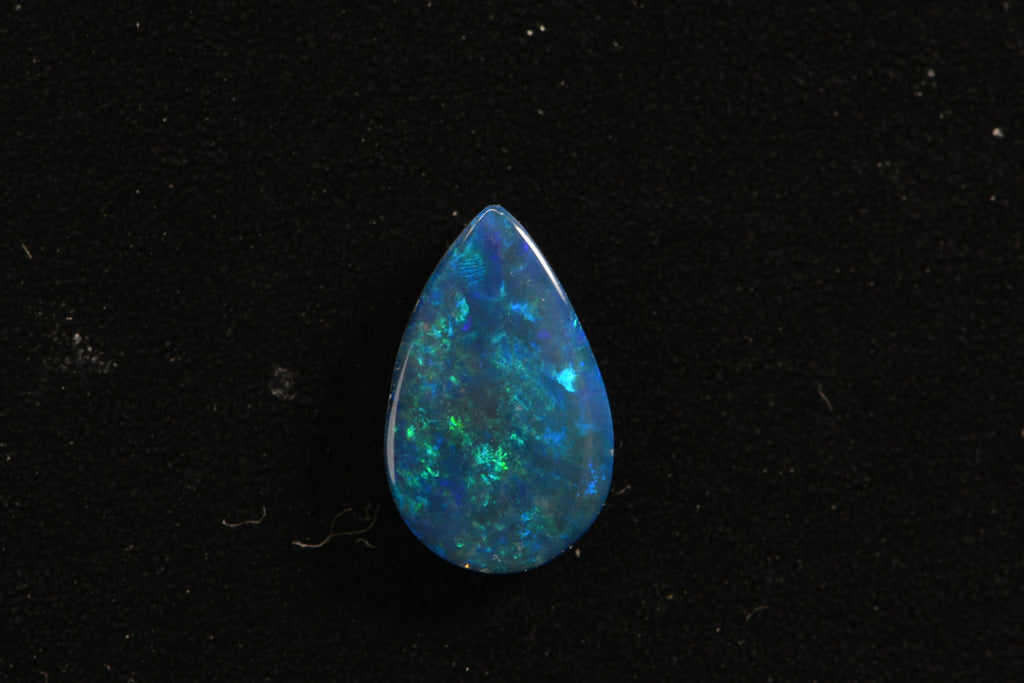 Australian Black Opal Doublet: Pear Cabochon Gemstone, 0.45ct