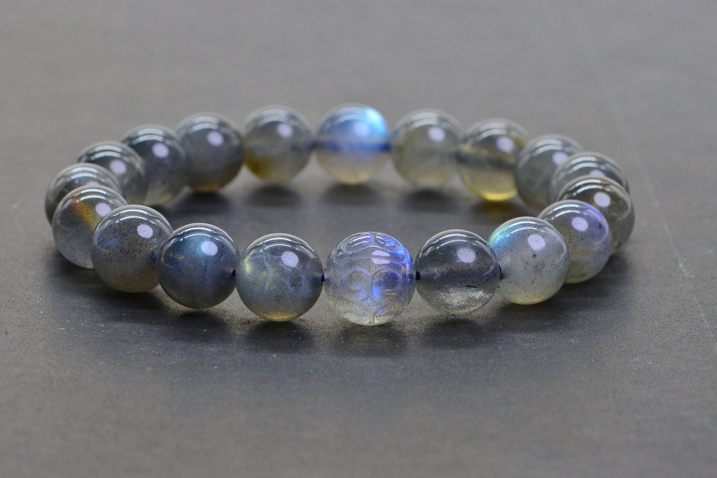10mm Labradorite Carved Blue Flash Bohemian Bracelet crystal healing Bracelet