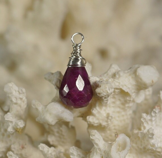 Ruby Genuine Pendant Wire Wrapped on Sterling Silver