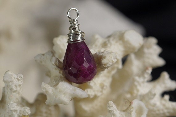 Ruby Genuine Pendant Wire Wrapped on Sterling Silver