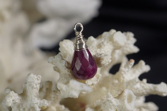 Ruby Genuine Pendant Wire Wrapped on Sterling Silver