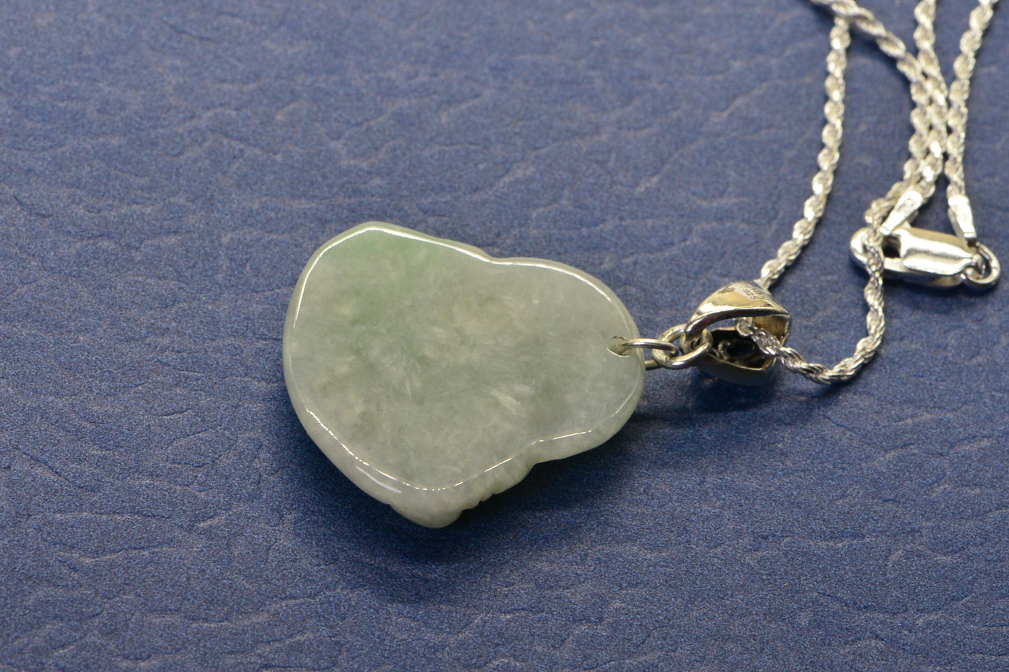 Ice Green Burmese Jade Carved Buddha Pendant