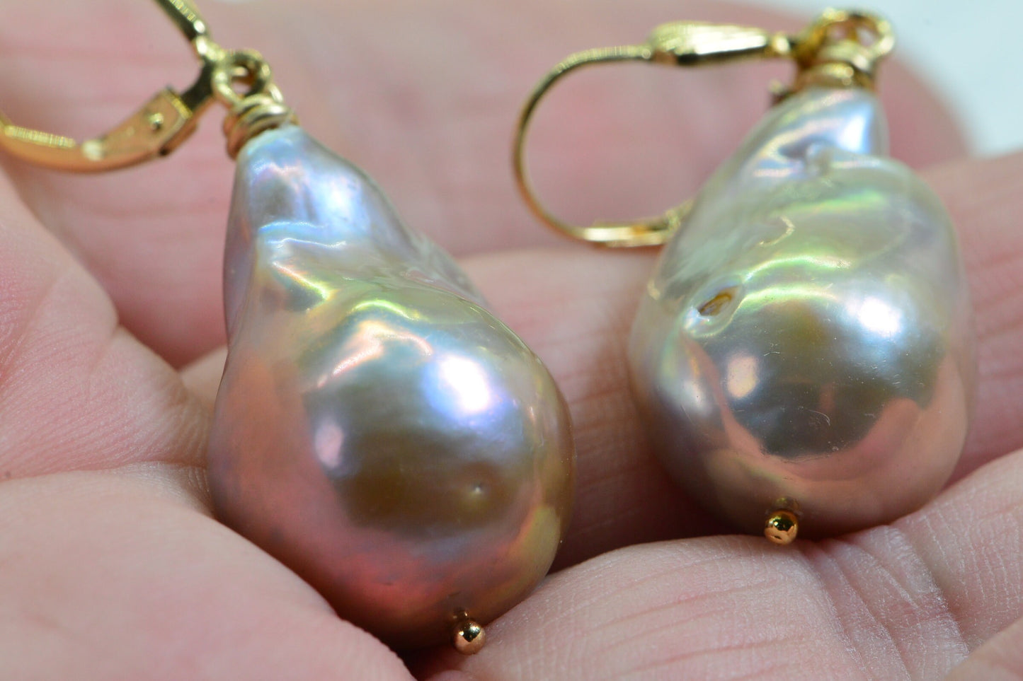 Handmade 14k Gold Filled Pink Pearl Earrings, Kasumi Like Pearl