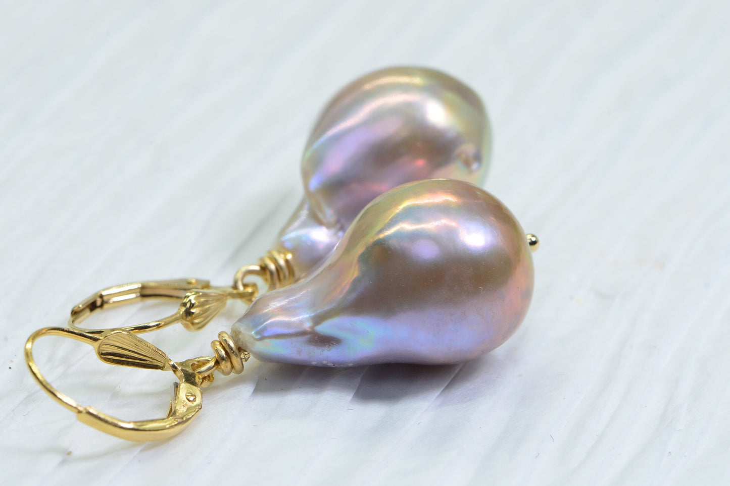 Handmade 14k Gold Filled Pink Pearl Earrings, Kasumi Like Pearl