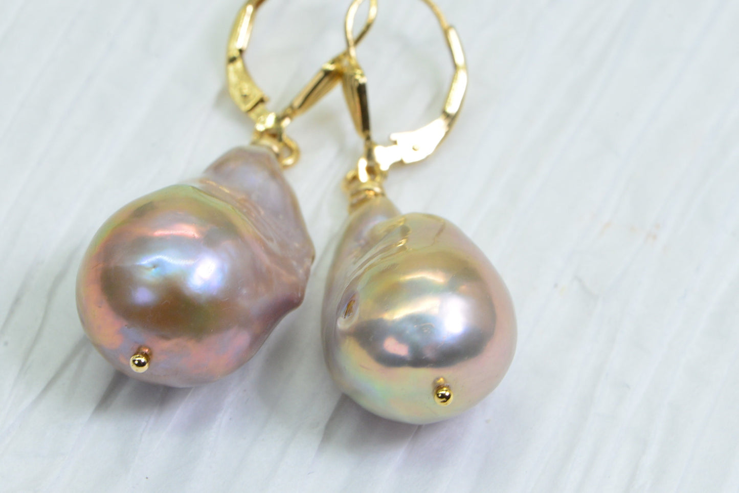 Handmade 14k Gold Filled Pink Pearl Earrings, Kasumi Like Pearl