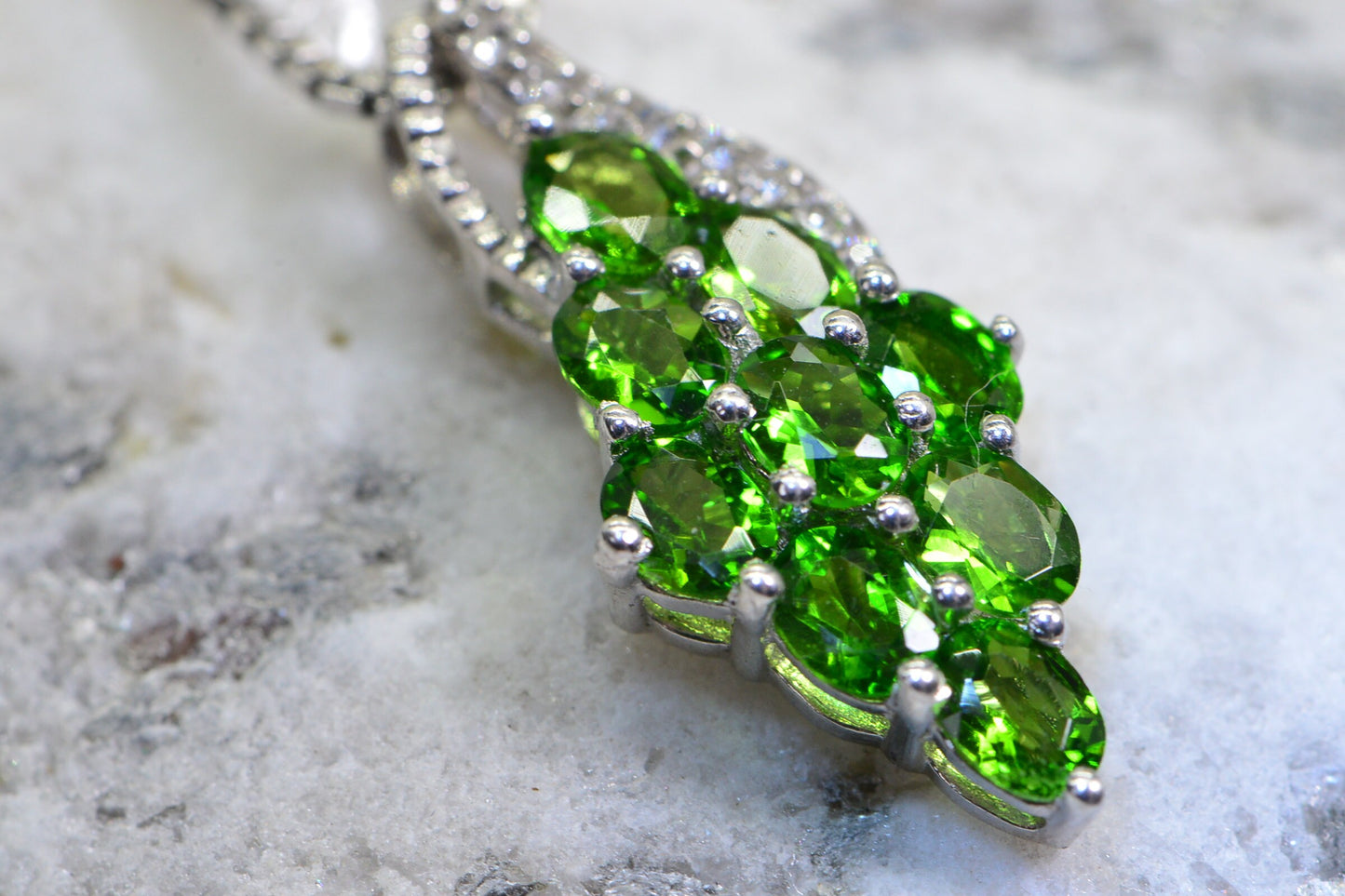 Siberian Emerald Necklace: Chrome Diopside 925 Sterling Silver Pendant