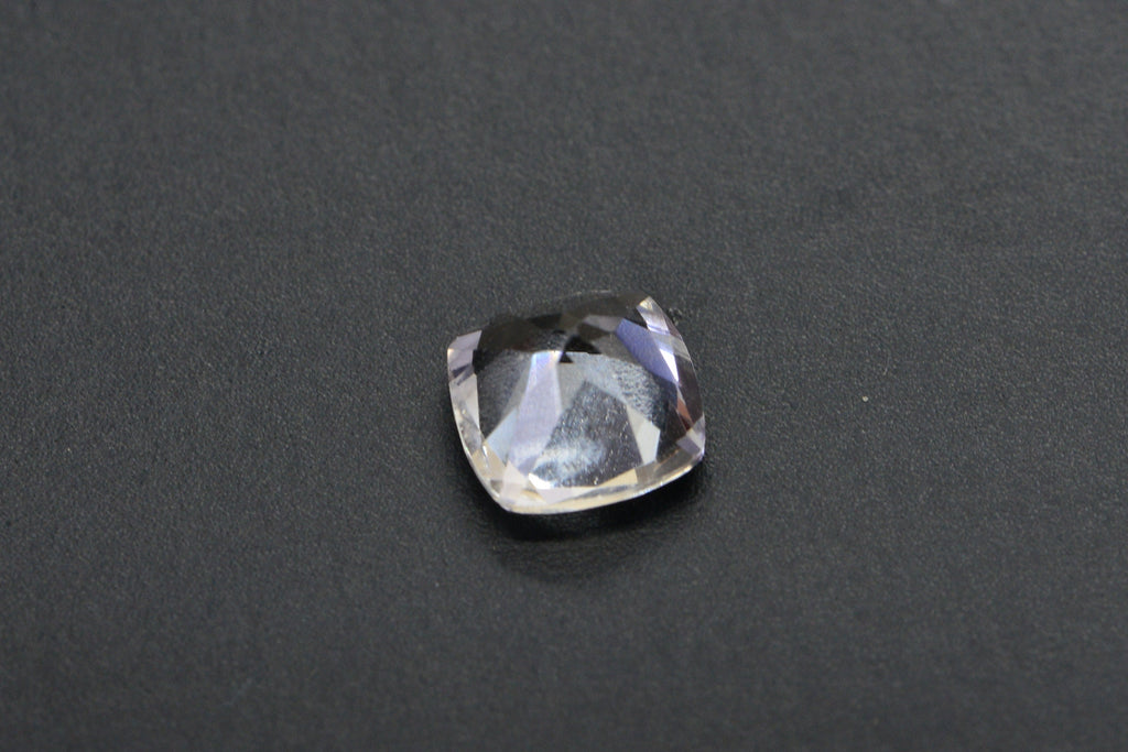 White Topaz Ring: 8mm Cushion Faceted Crystal, AAA Quality