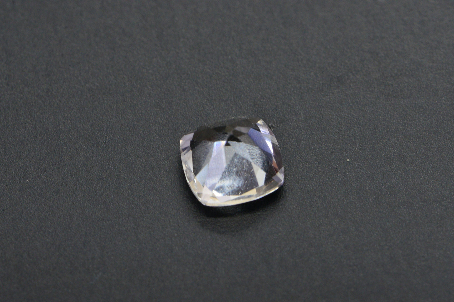 White Topaz Ring: 8mm Cushion Faceted Crystal, AAA Quality