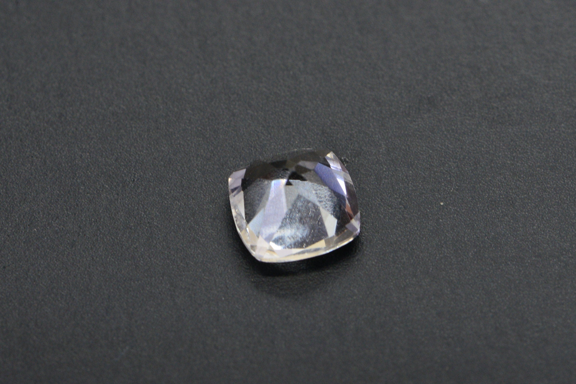 White Topaz Ring: 8mm Cushion Faceted Crystal, AAA Quality