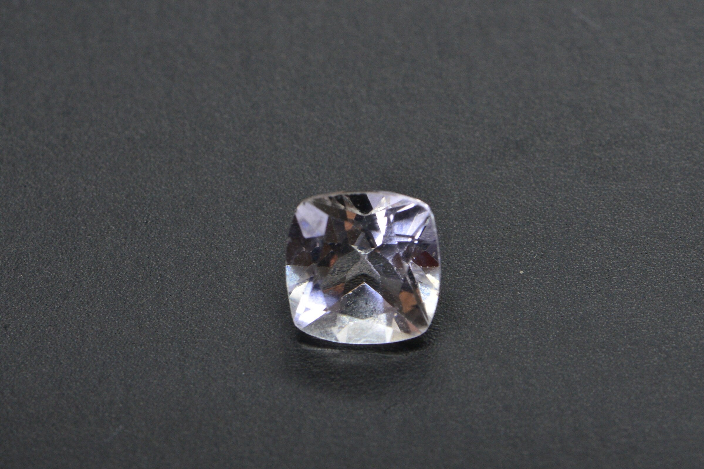 White Topaz Ring: 8mm Cushion Faceted Crystal, AAA Quality