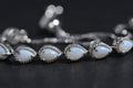 White Opal Teardrop Bracelet: Sterling Silver Bolo Adjustable Bracelet