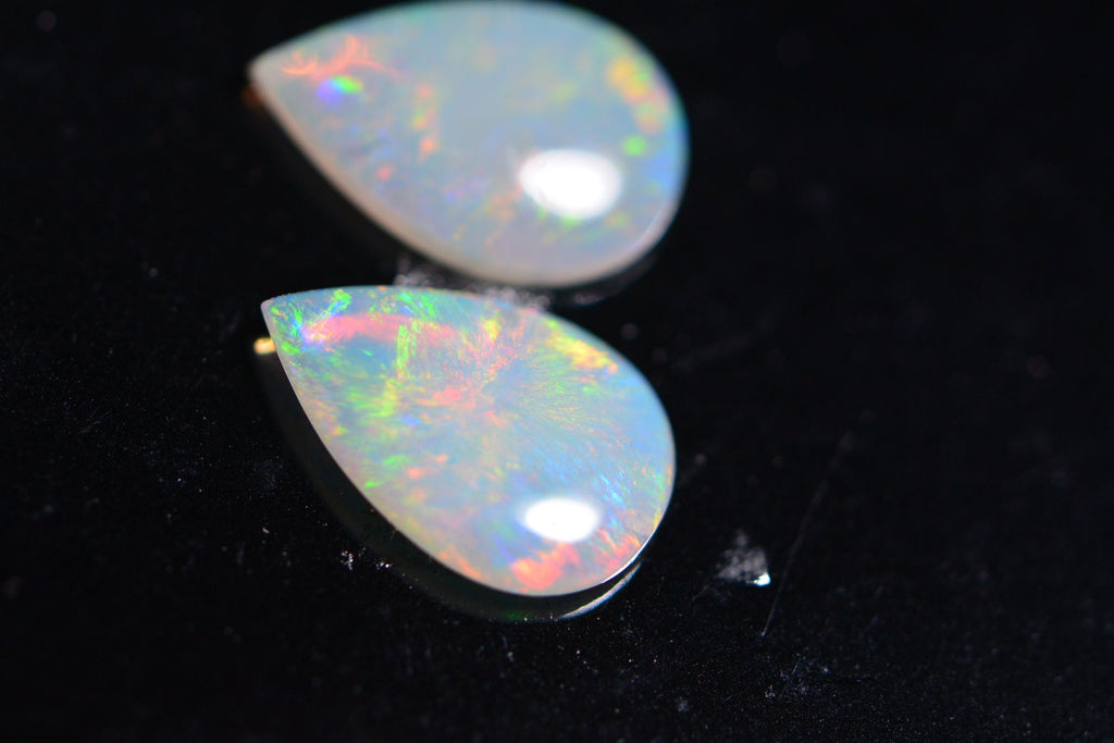 Australian White Opal Pear Cabochon: 9X6mm Solid Opal Gemstone