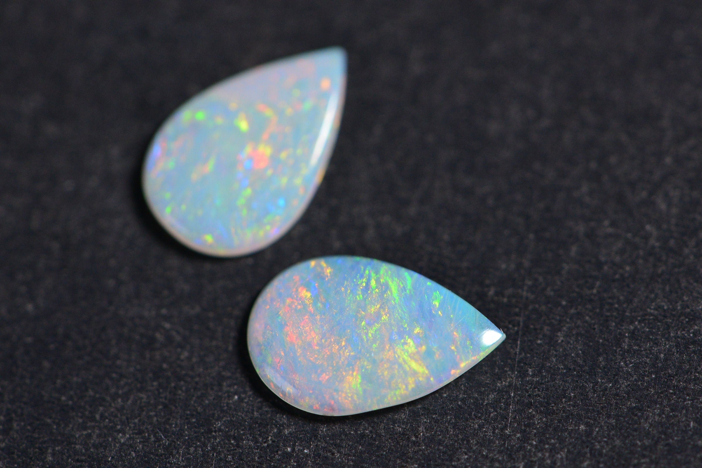 Australian White Opal Pear Cabochon: 9X6mm Solid Opal Gemstone