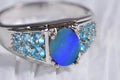 Australian Boulder Opal Ring: Sterling Silver Apatite Multi Stone