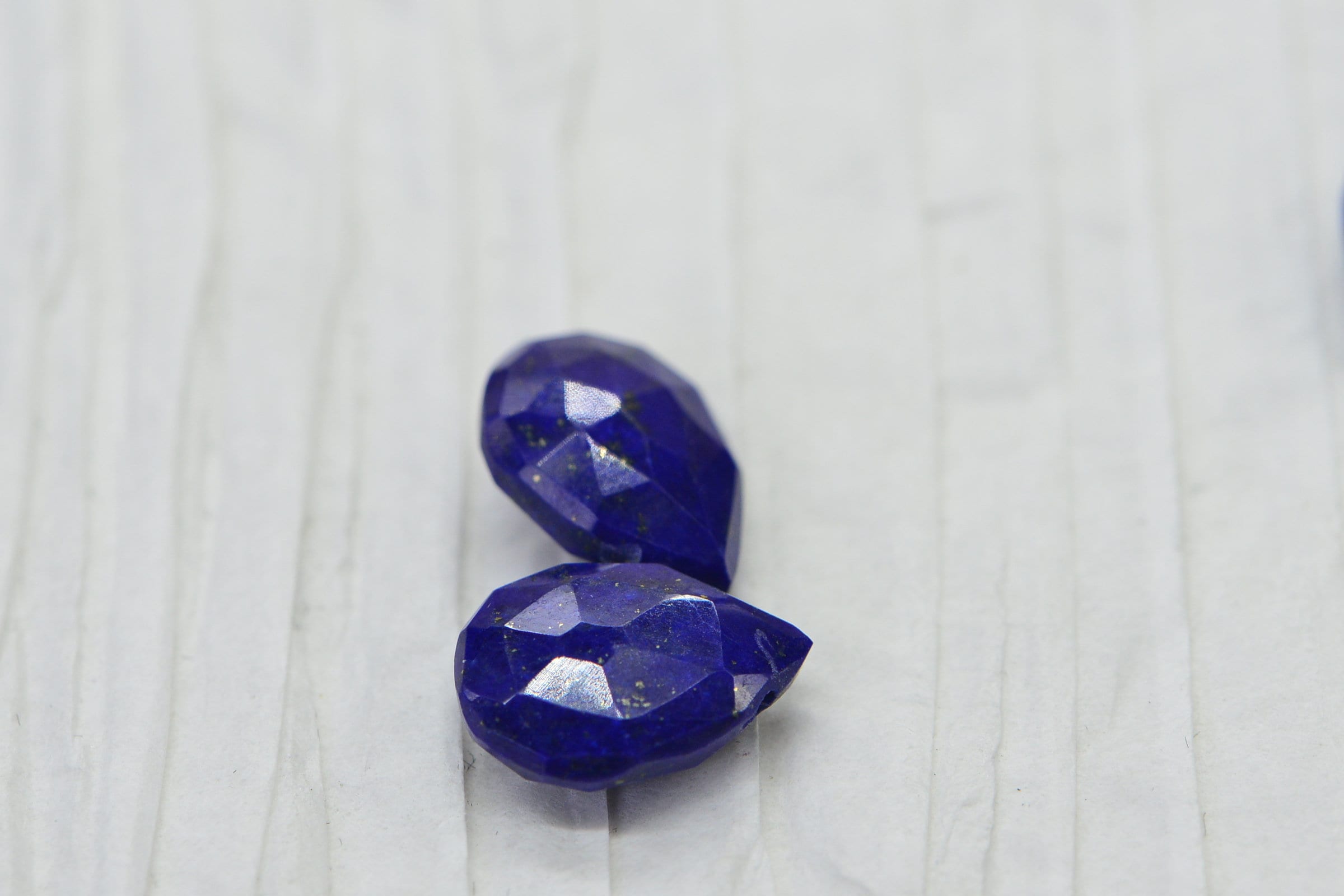 Lapis Lazuli 13x9mm 2  Faceted Teardrop Gemstone   Natural Lapis Deep blue