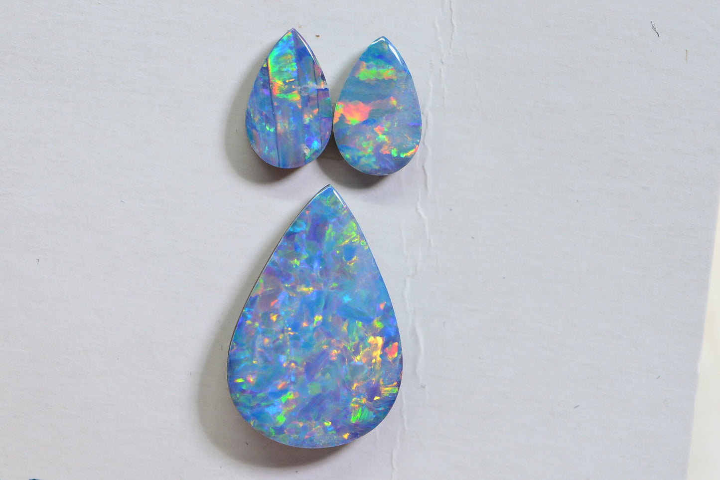 3.17ct Australian Black Opal Teardrop Set: Earring & Pendant Stones