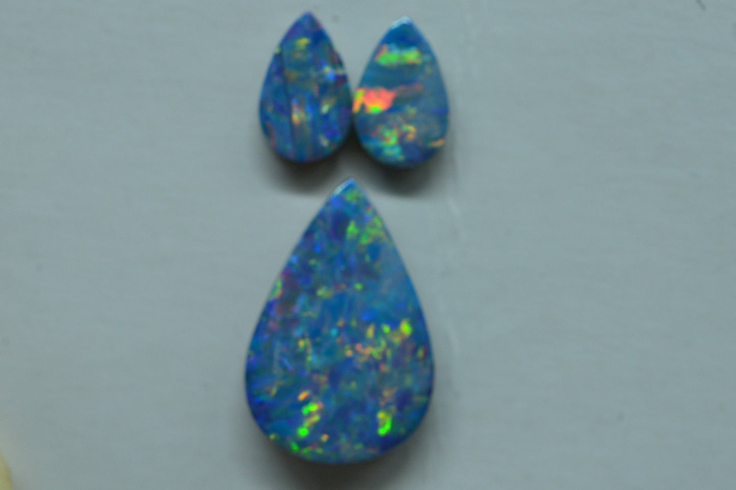 3.17ct Australian Black Opal Teardrop Set: Earring & Pendant Stones