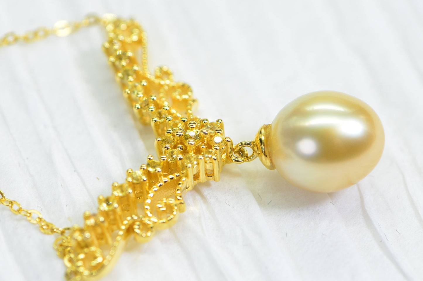 Golden South Sea Pearl Necklace: Citrine Vermeil Pendant