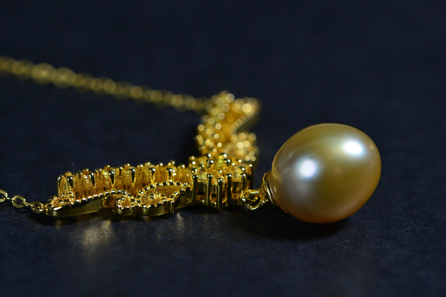 Golden South Sea Pearl Necklace: Citrine Vermeil Pendant