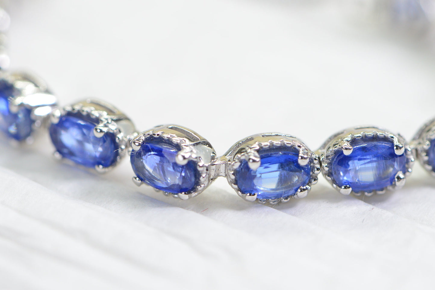 Blue Kyanite Sterling Silver Bolo Bracelet - September Birthstone