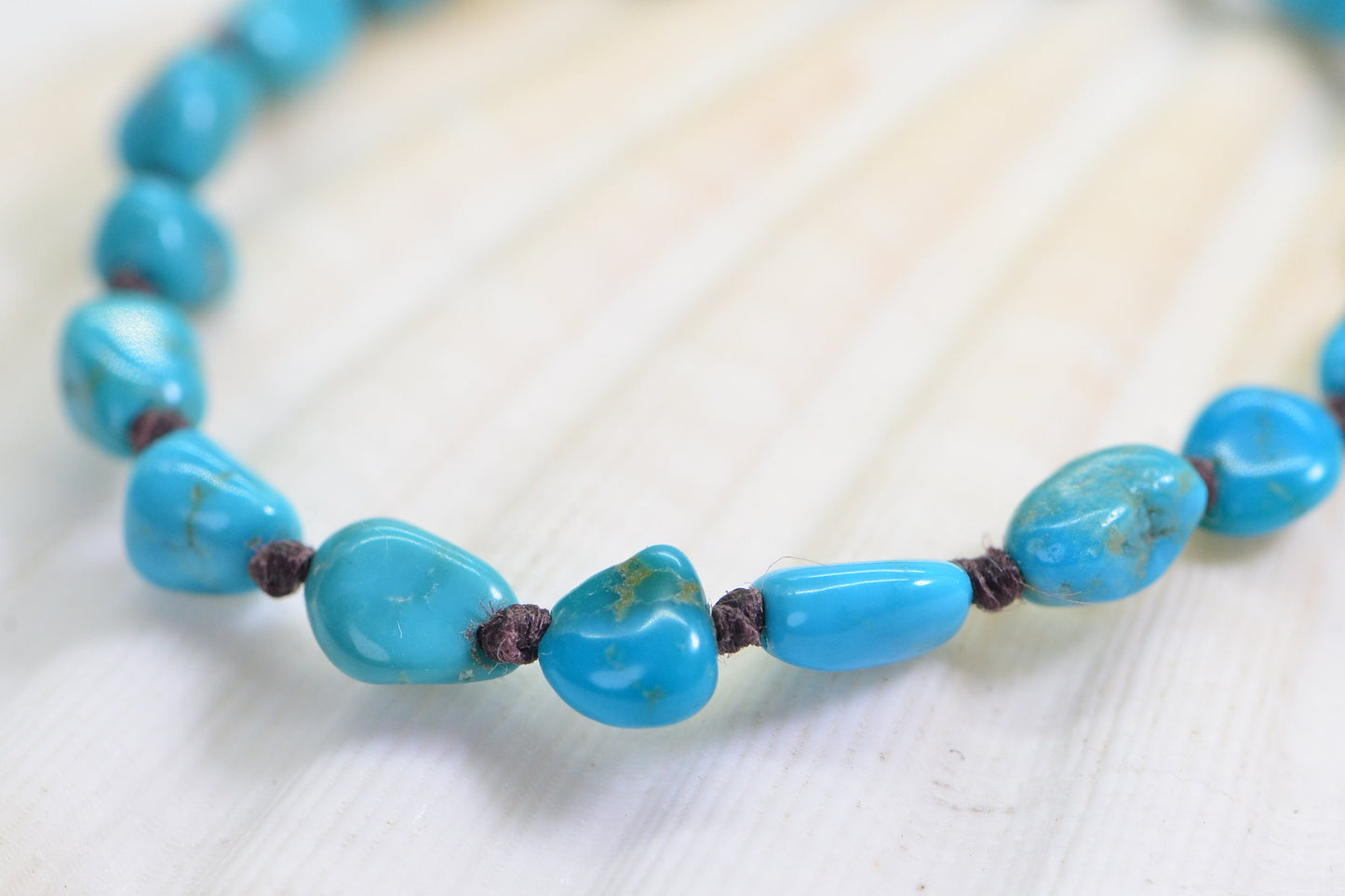 Arizona Sleeping Beauty Turquoise Bracelet Natural Nugget Design Sterling Silver Knotted Bracelet