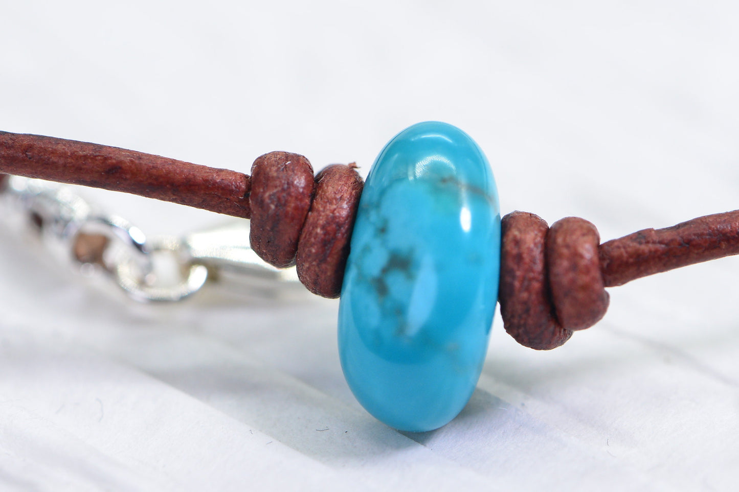 Sleeping Beauty Turquoise Necklace: Raw Nugget, Leather Choker