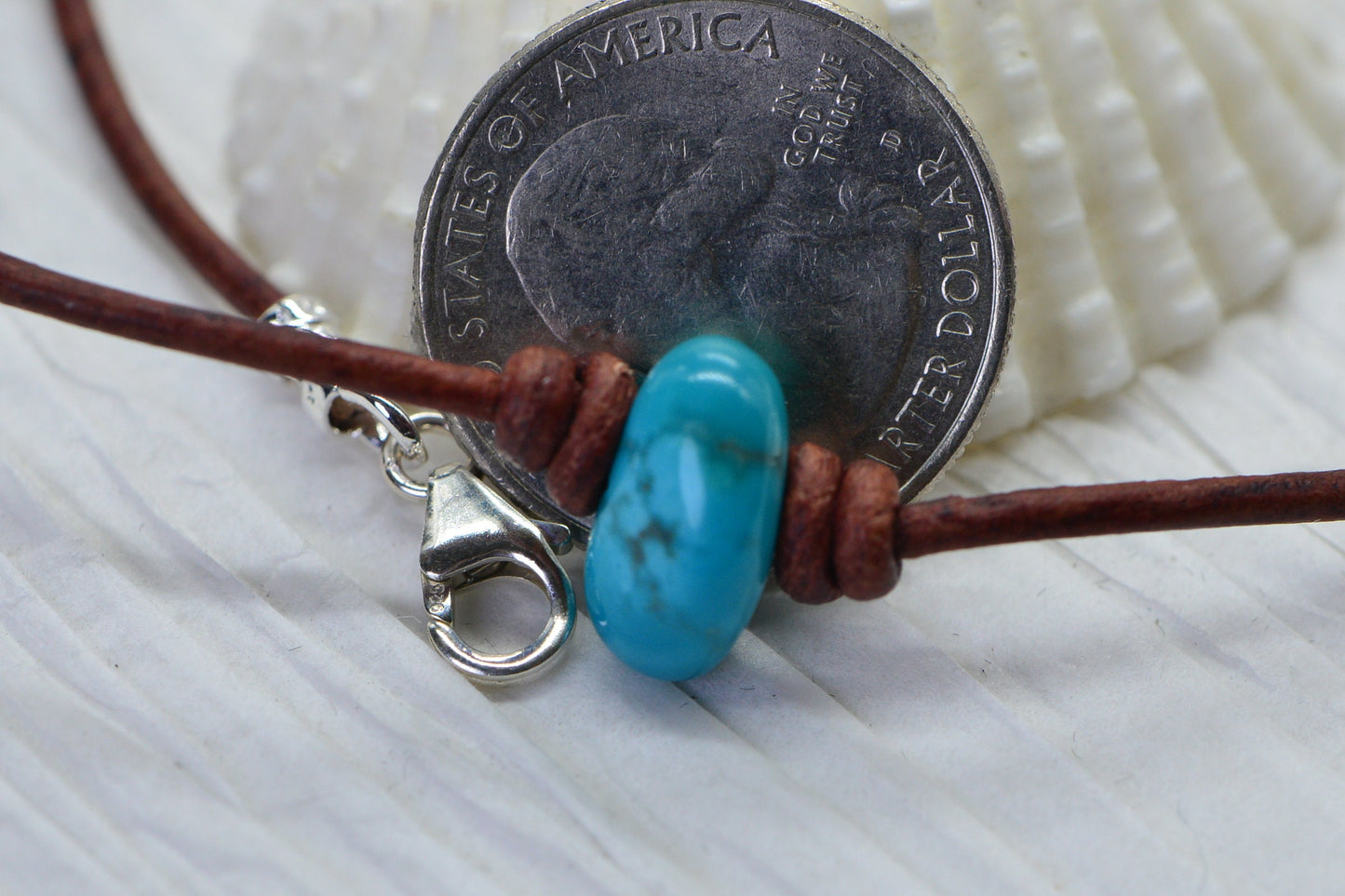 Sleeping Beauty Turquoise Necklace: Raw Nugget, Leather Choker
