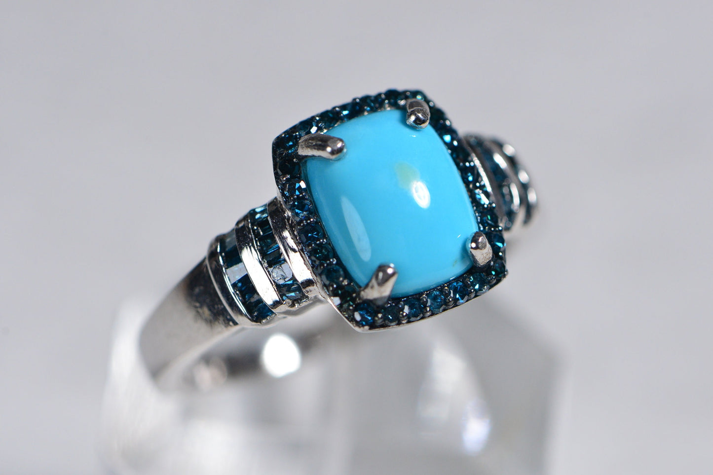 Sleeping Beauty Turquoise Ring: Sterling Silver, Blue Diamond Accent, December Birthstone